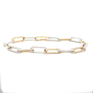 14K Two-tone 2.14ctw Paper Clip Bracelet