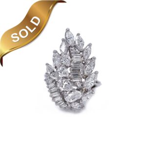 Platinum Diamond Waterfall Ring 4.00ctw