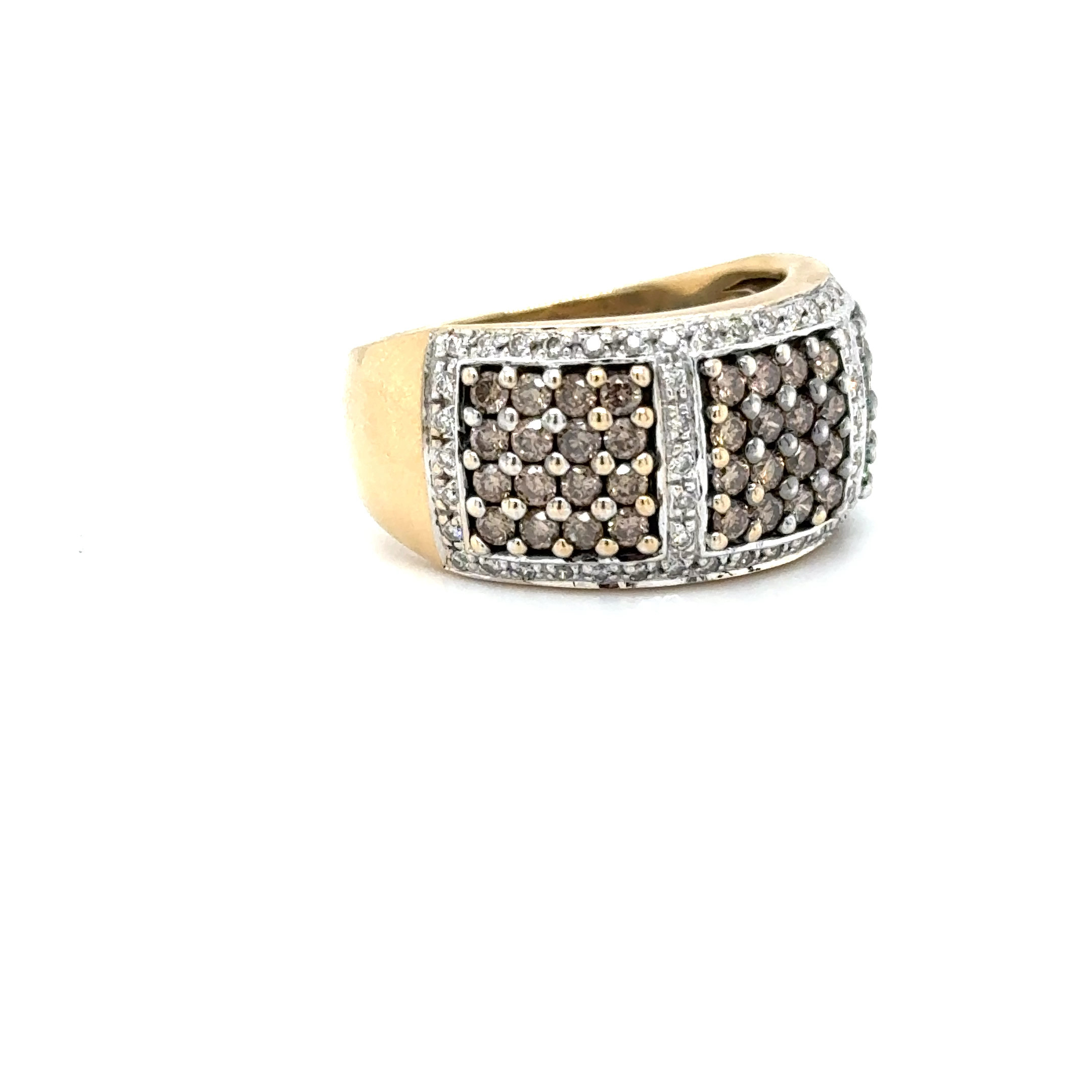 14K 2tone brown.96ctw D.35ctw G-H Band