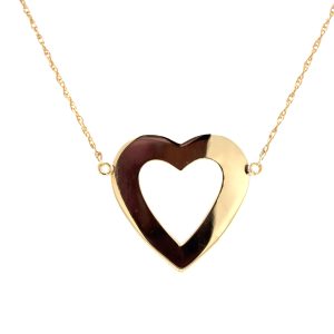 14K YG open heart stationary necklace $330 front