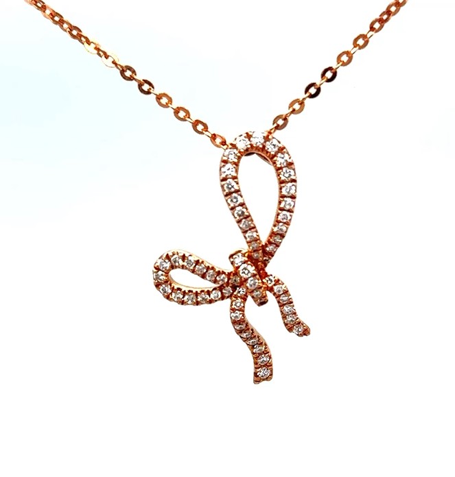 14KRG .25ctw dia bow pend