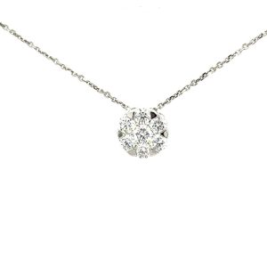14KWG .75ctw SI Dia cluster necklace