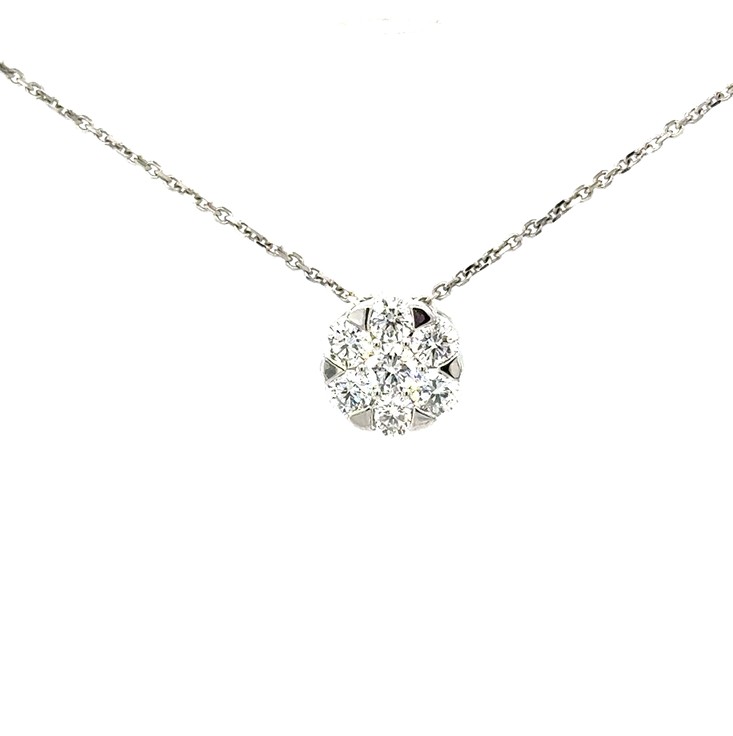 14KWG .75ctw SI Dia cluster necklace