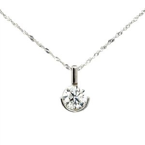 14KWG 2.06ct GIA F-I1 half bezel dia pend