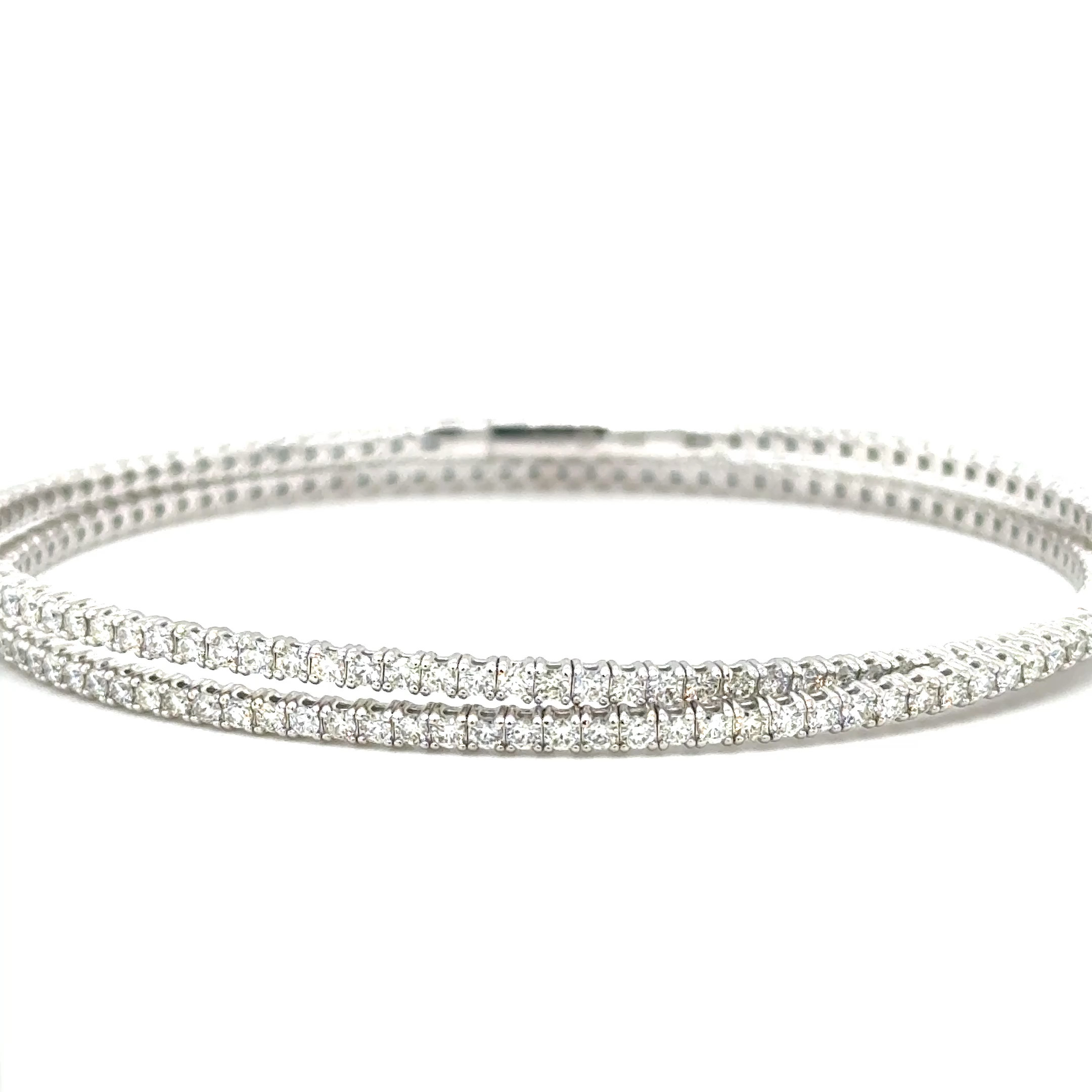 14KWG 3.21ctw Dia double eternity flexi bangle