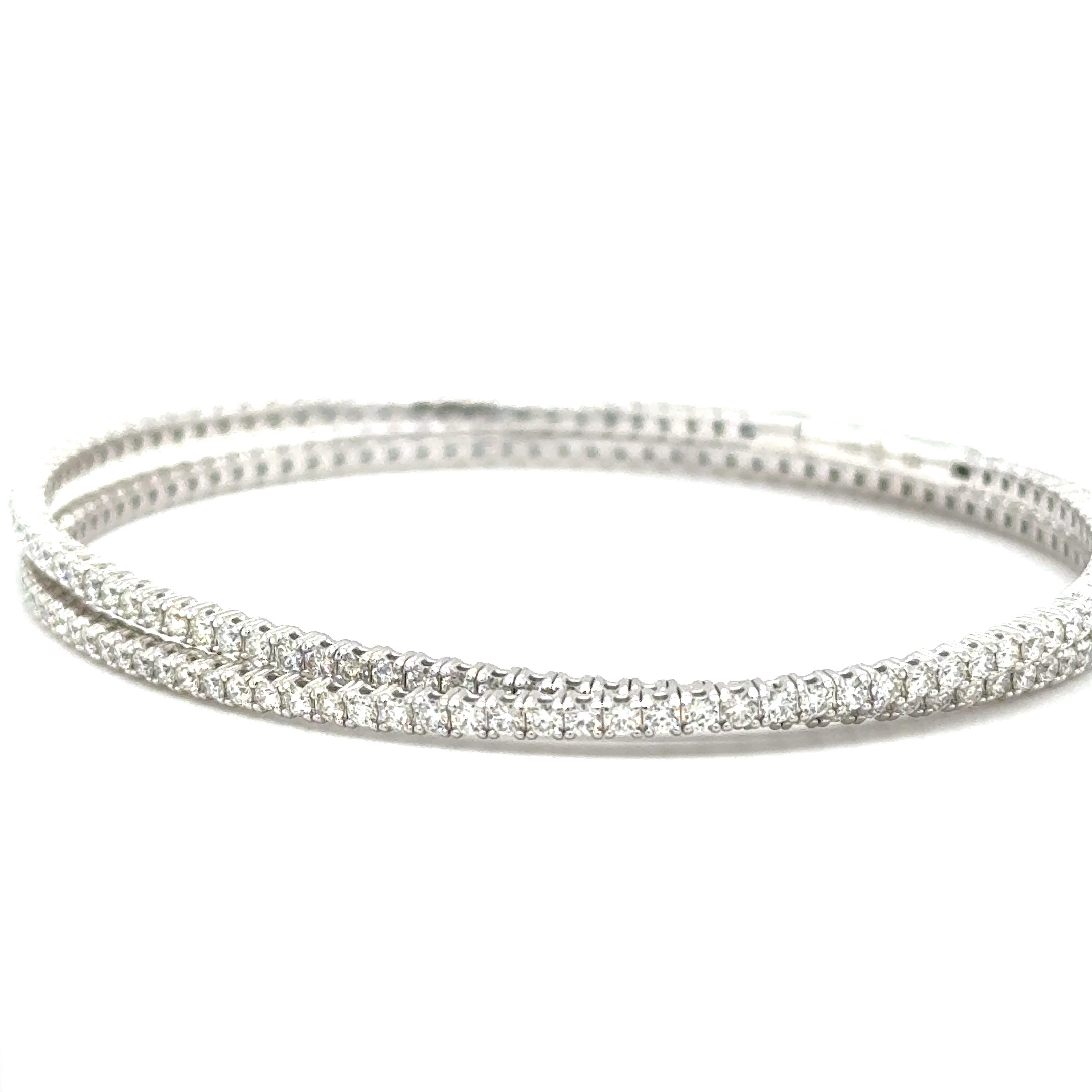 14KWG 3.21ctw Dia double eternity flexi bangle