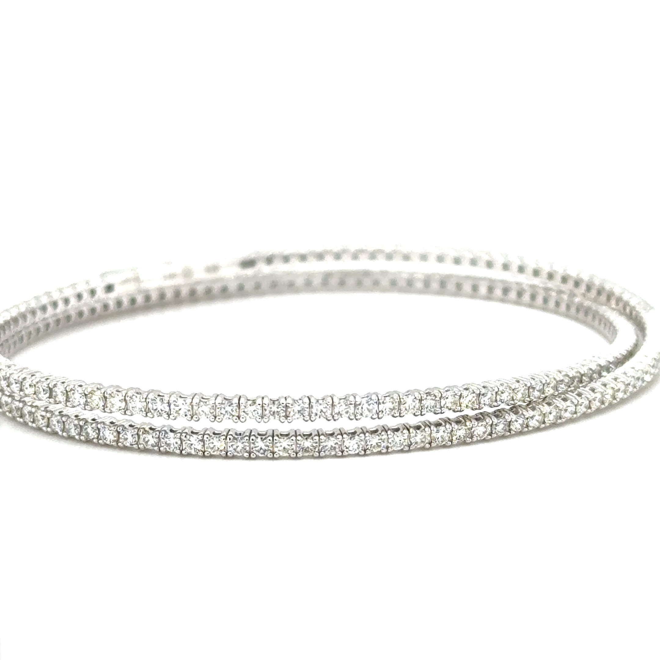 14KWG 3.21ctw Dia double eternity flexi bangle