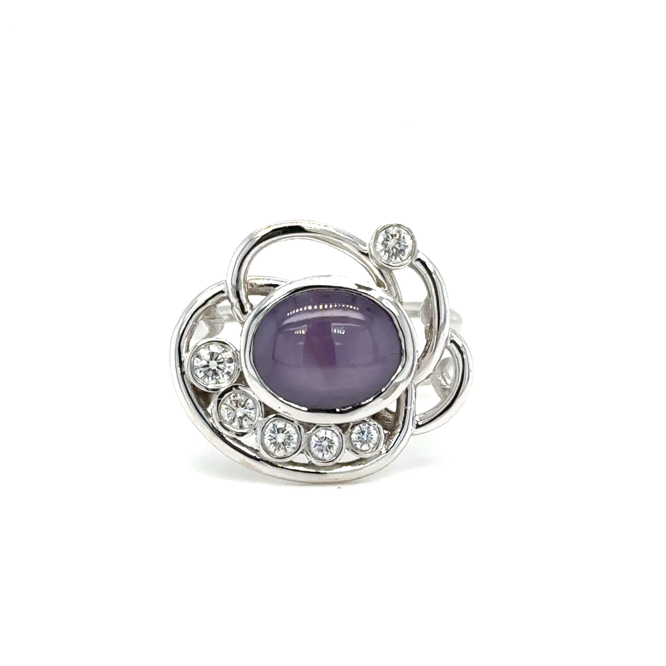 14KWG Star Sapphire & D=.30ctw ring