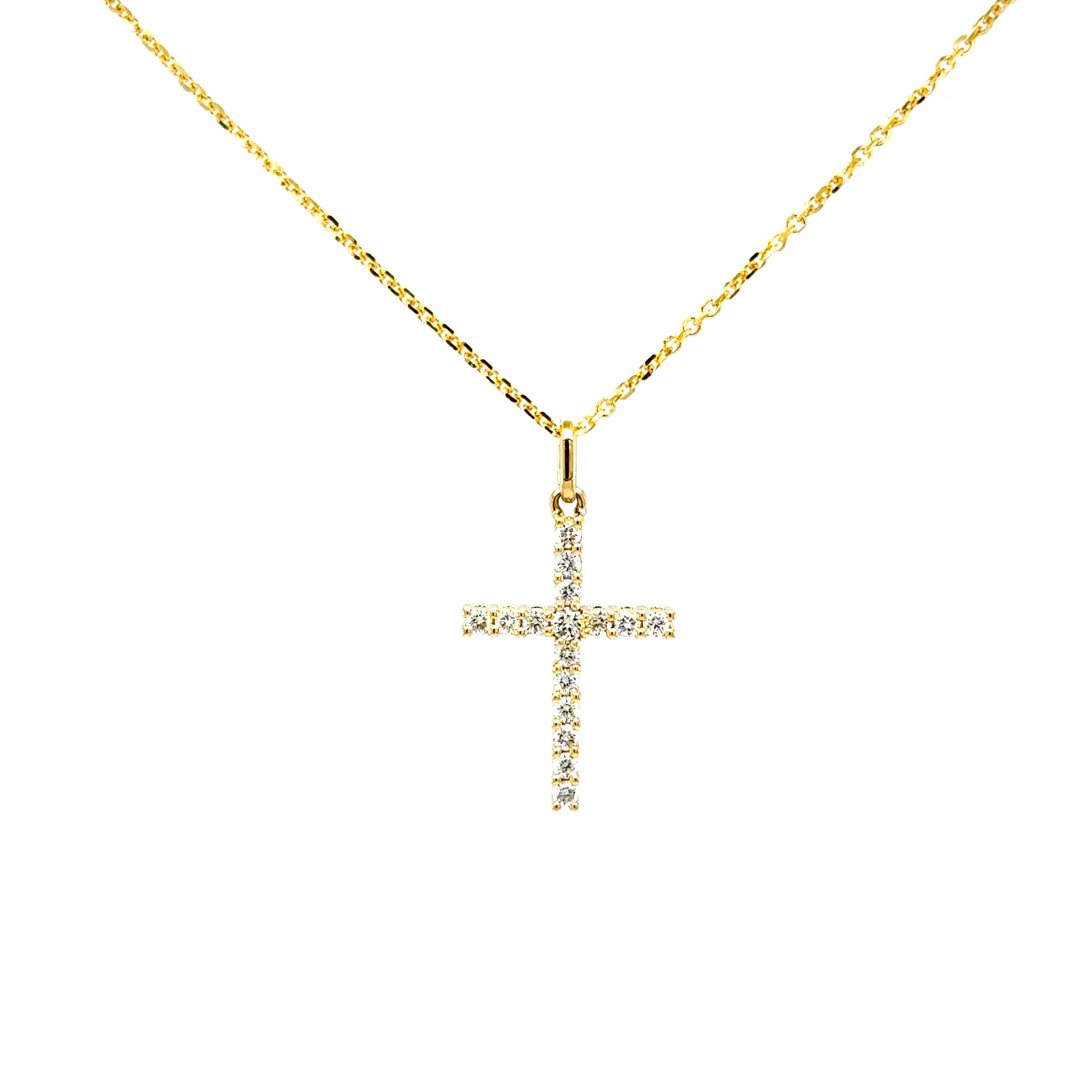 14KYG 14ctw dia cross pend