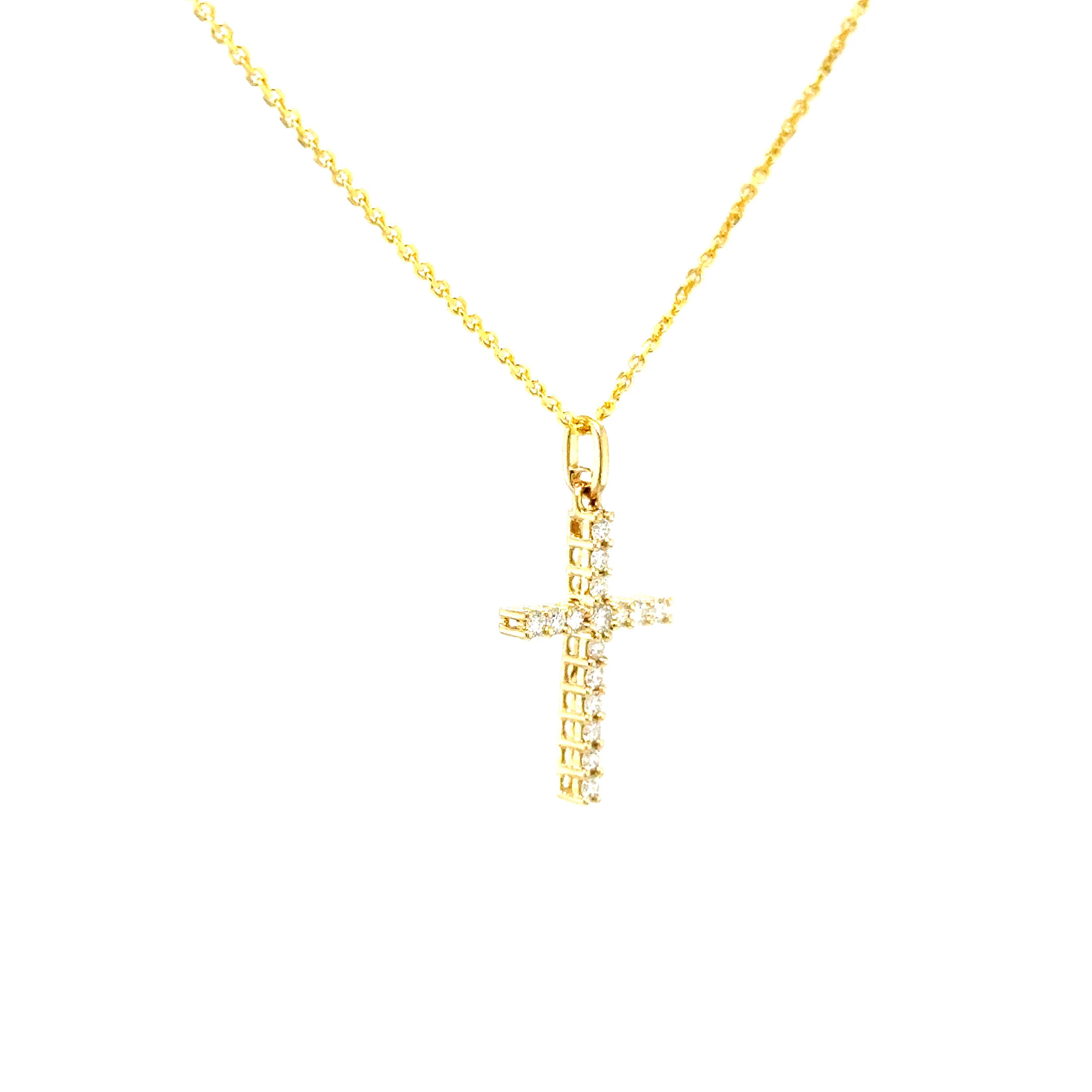 14KYG 14ctw dia cross pend
