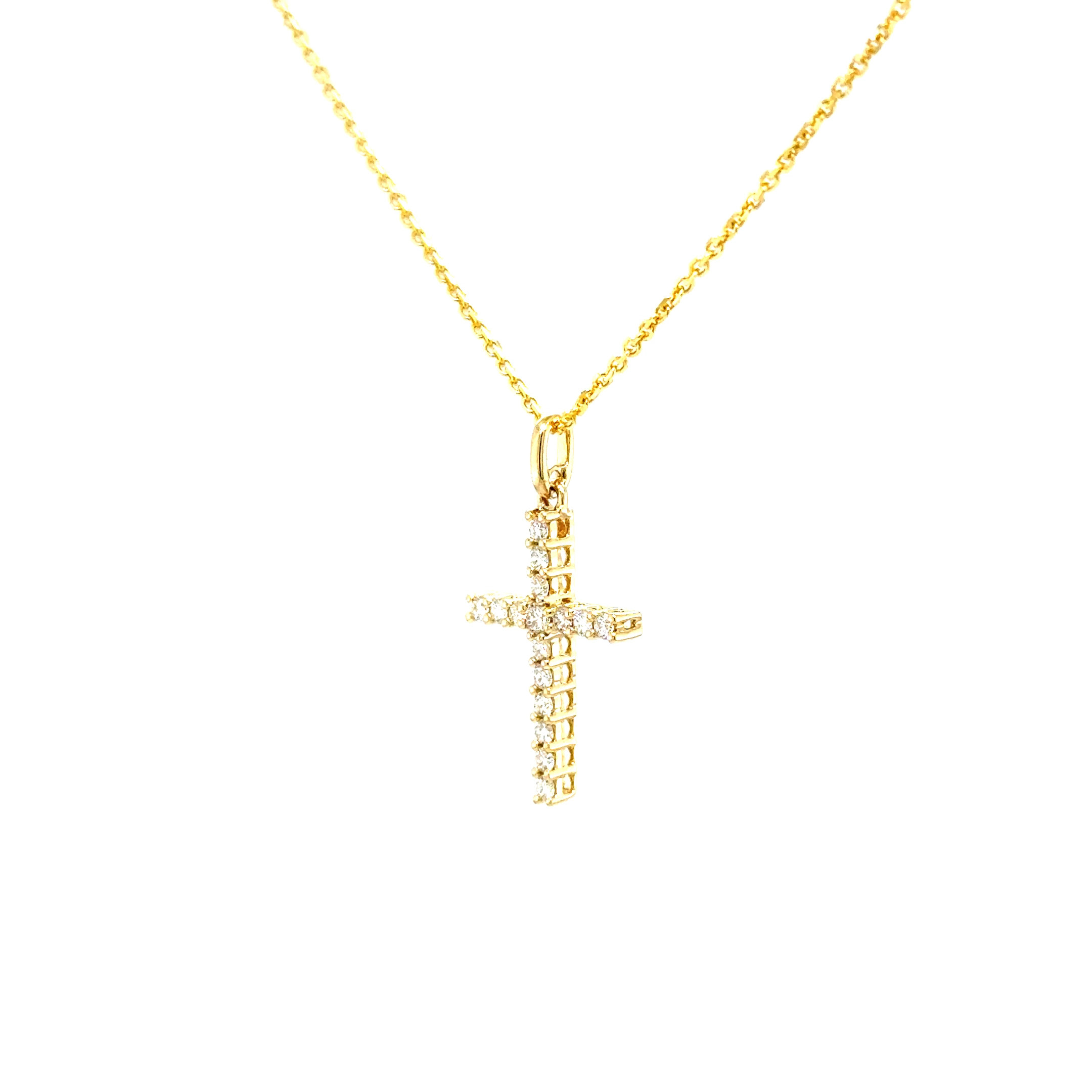 14KYG 14ctw dia cross pend