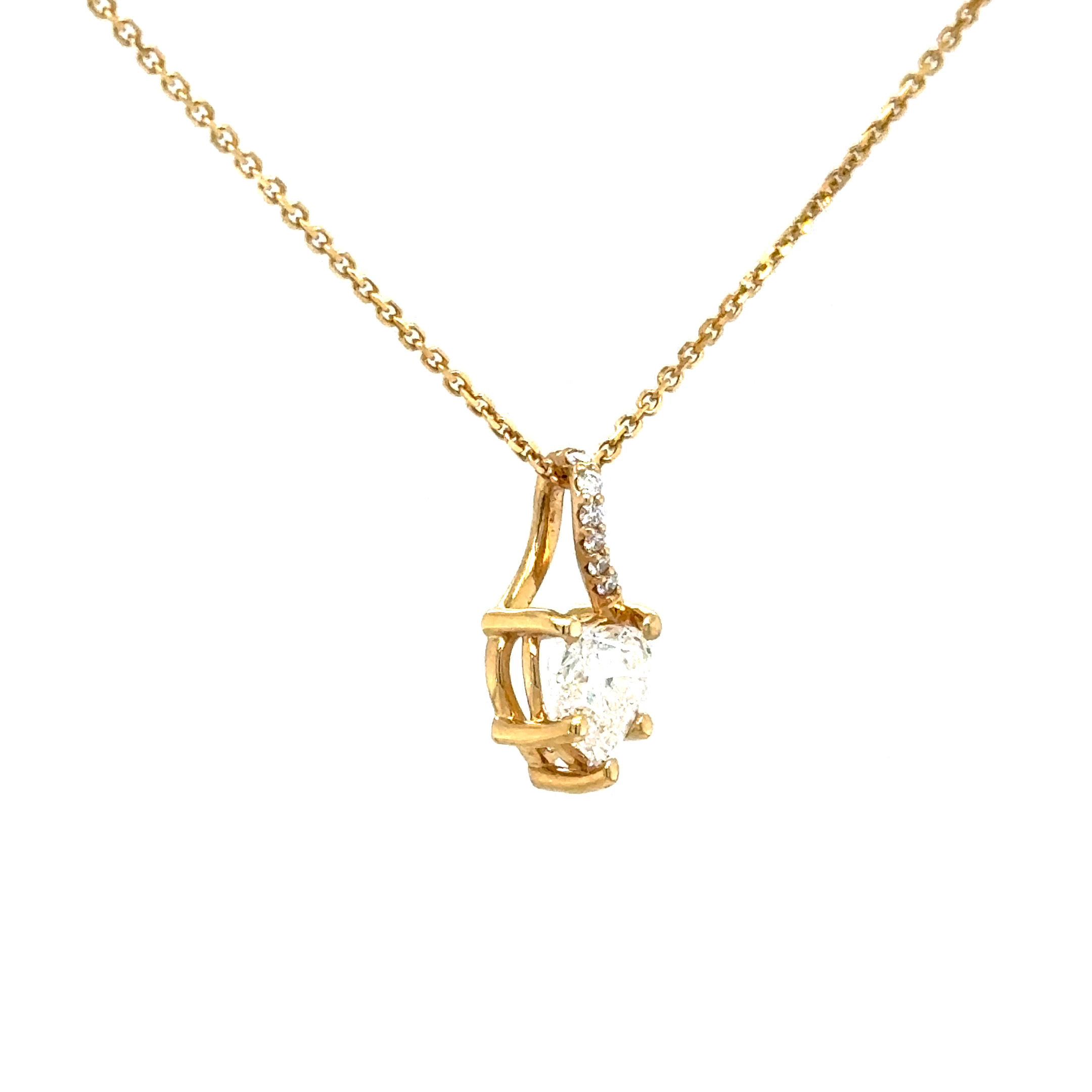14KYG 1ct J-SI2 Dia heart pendant