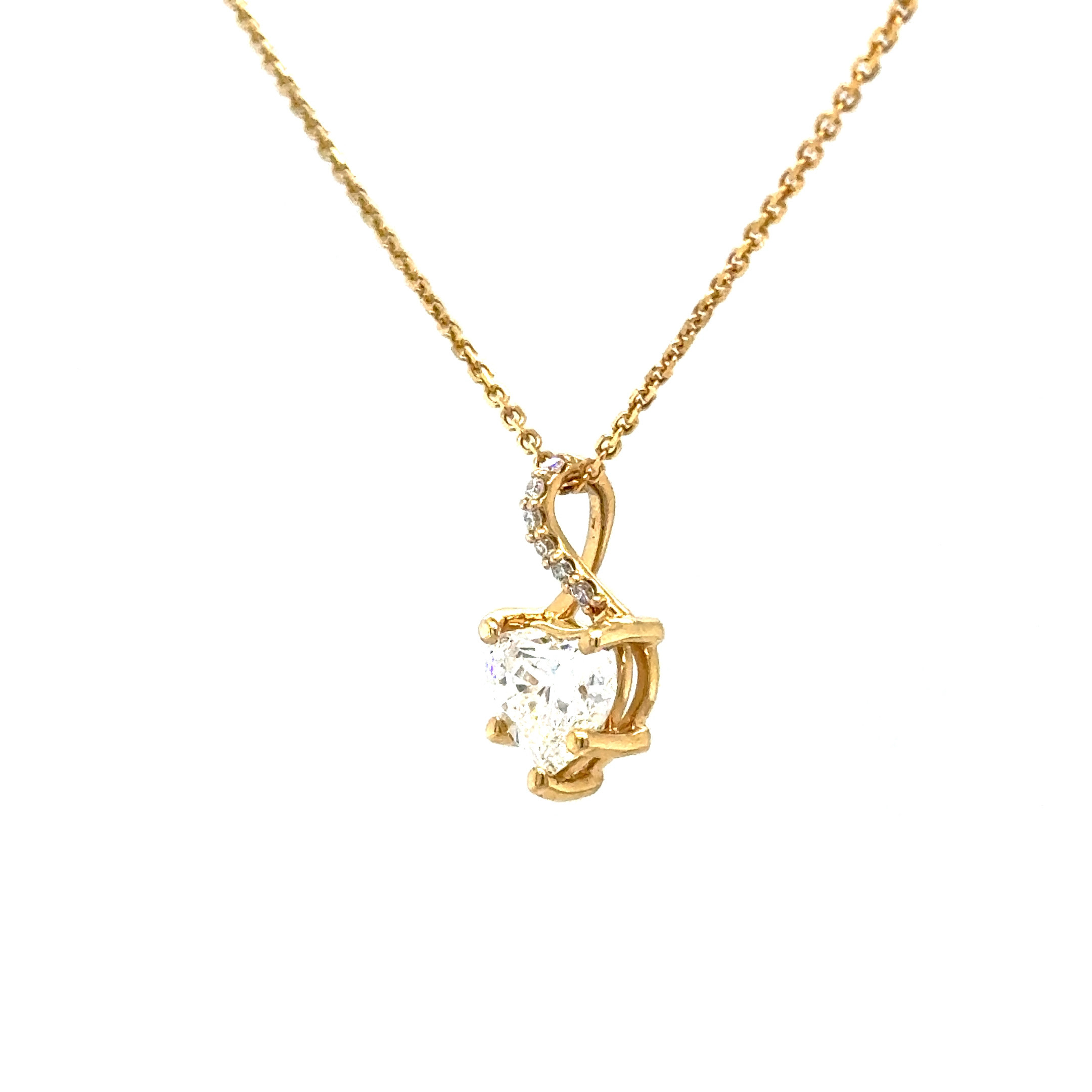 14KYG 1ct J-SI2 Dia heart pendant