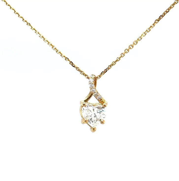 14KYG 1ct J-SI2 Dia heart pendant