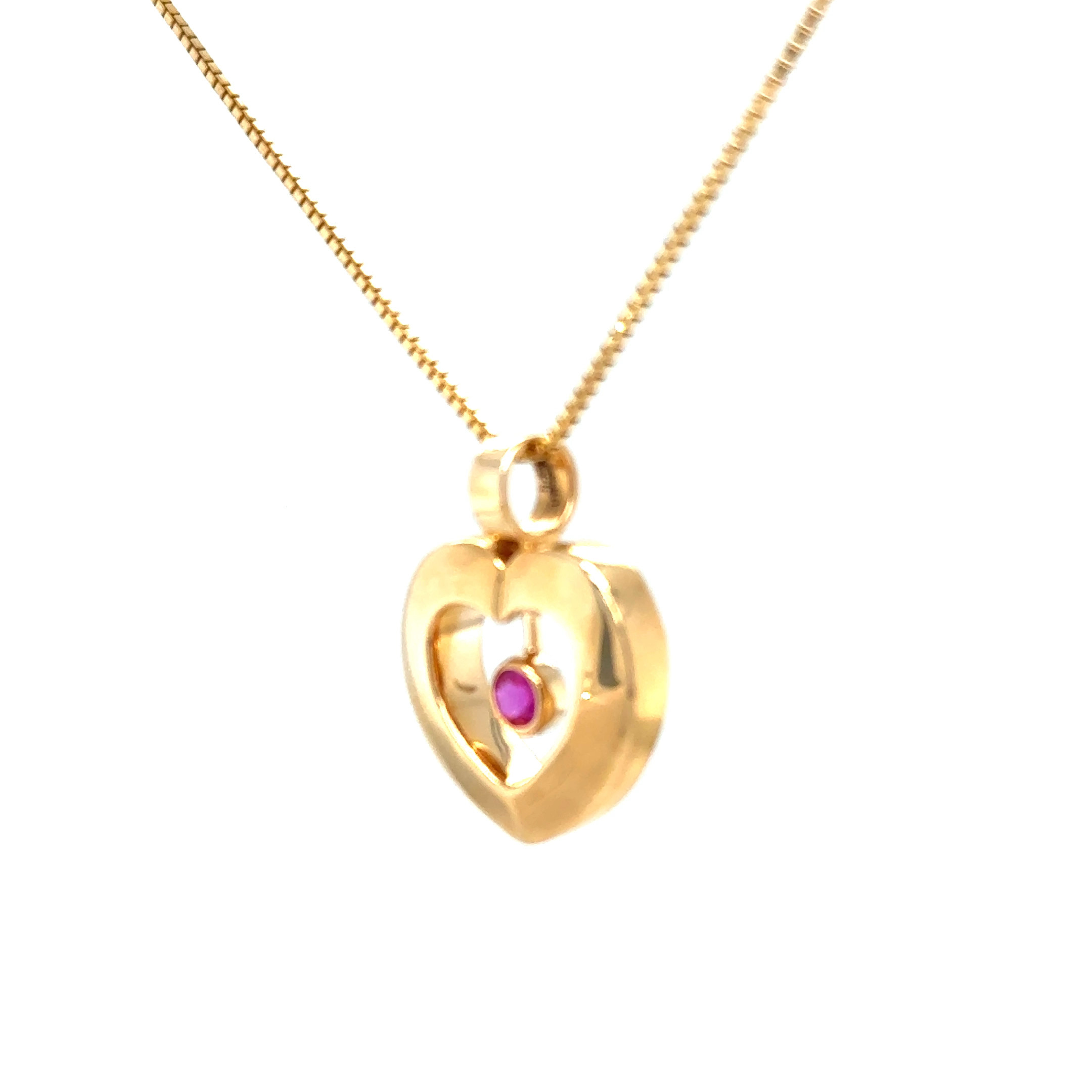 14KYG dangle ruby open heart pendant