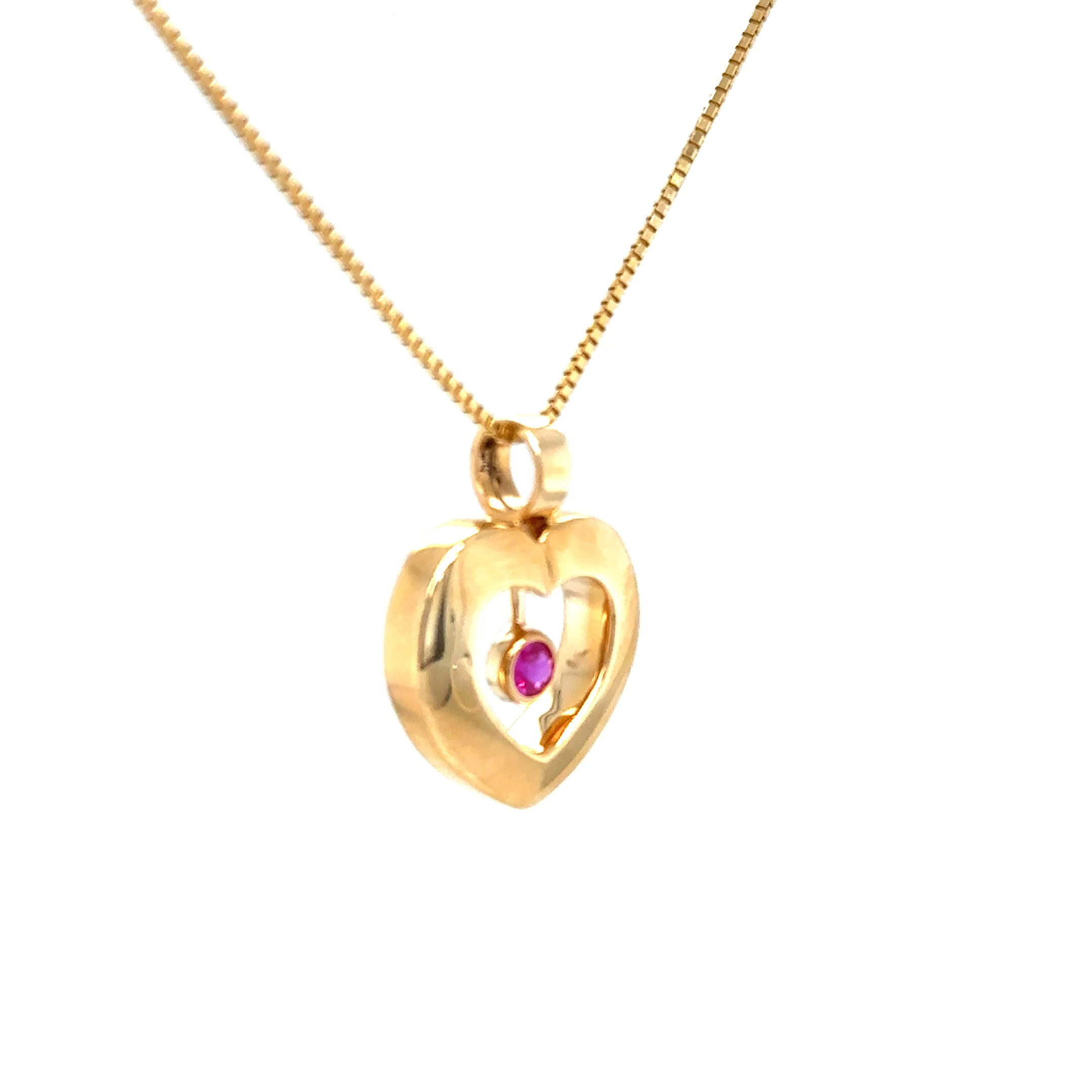 14KYG dangle ruby open heart pendant