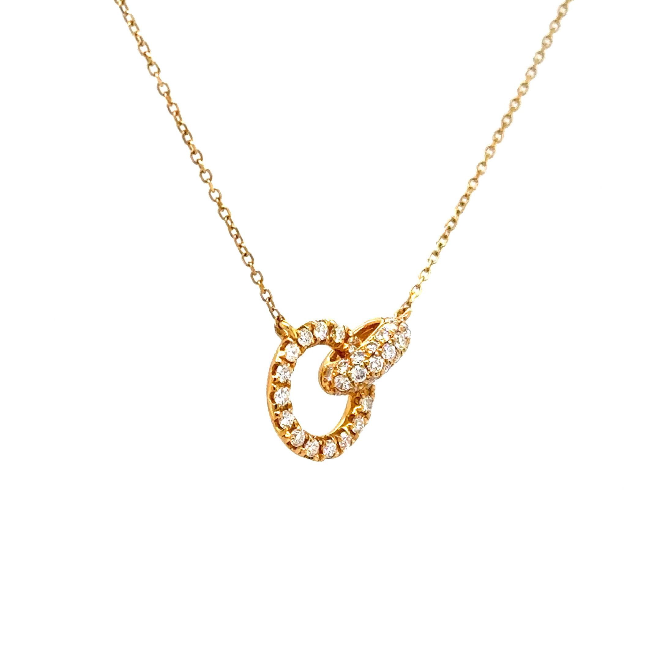 18KYG .43ctw H-I SI1 Dia linked circle stationary necklace