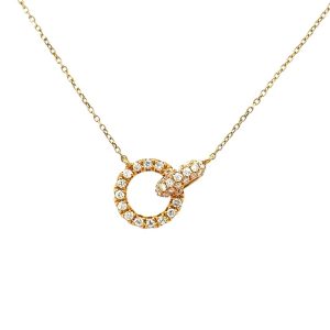 18KYG .43ctw H-I SI1 Dia linked circle stationary necklace