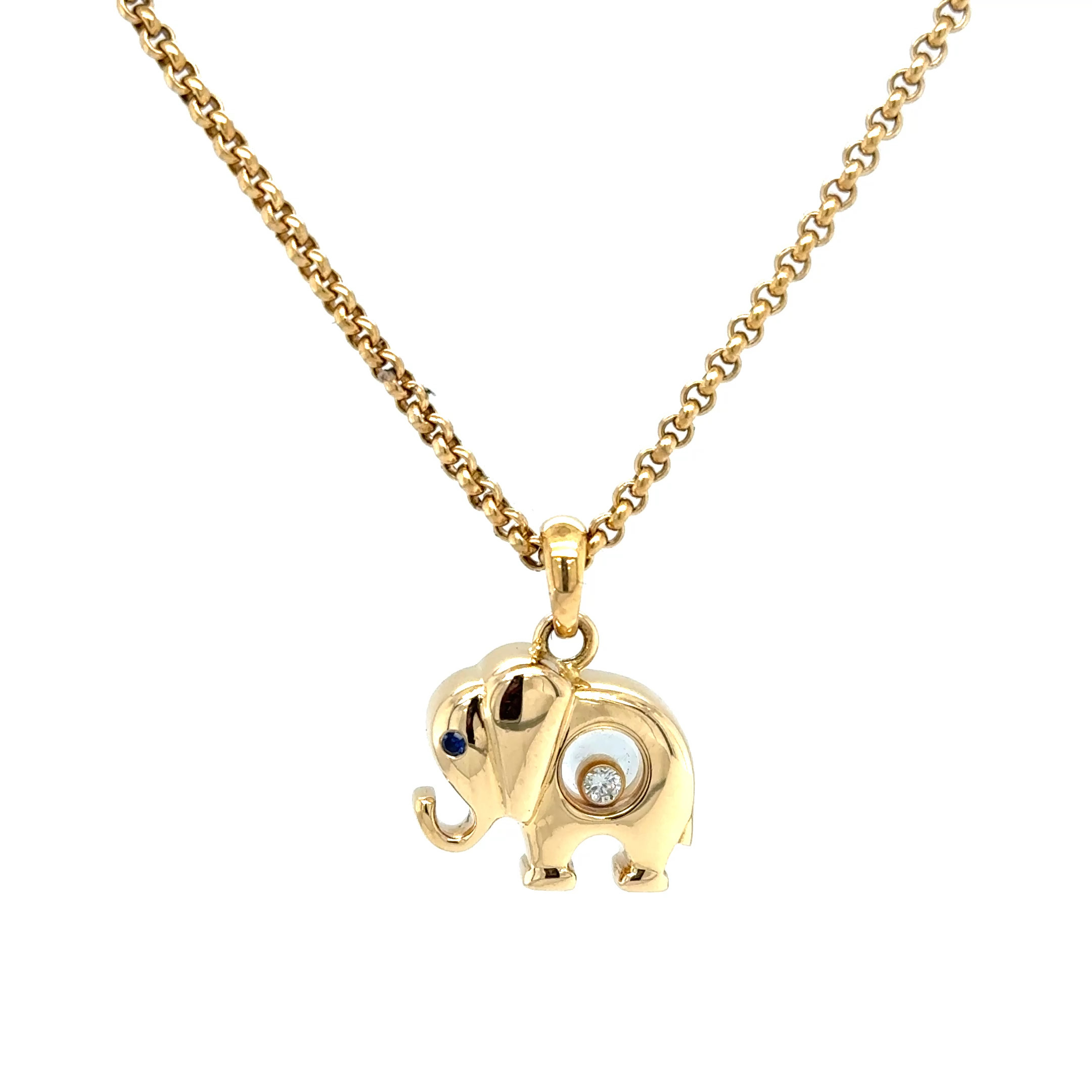 18KYG Choppard Happy Dia Elephant necklace