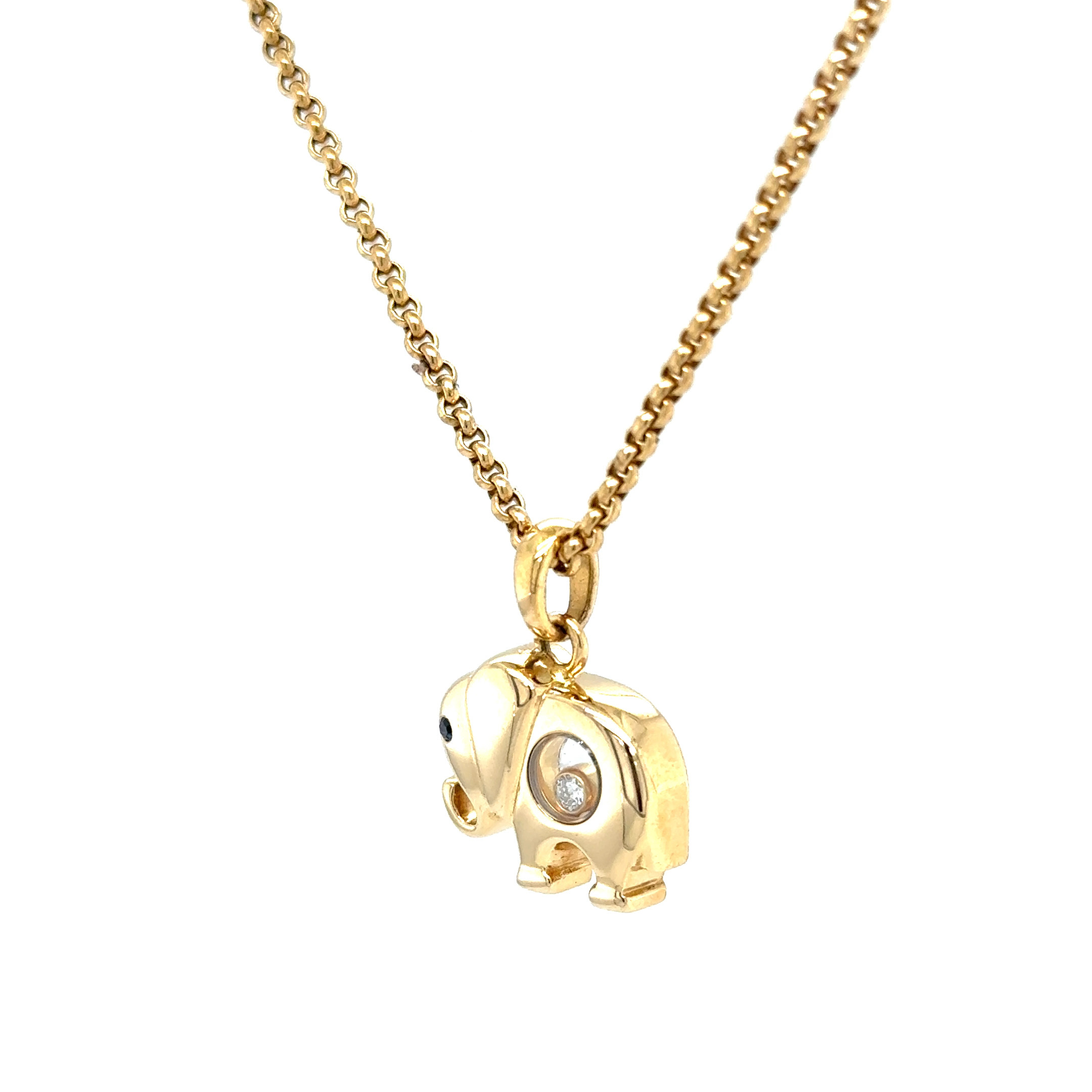 18KYG Choppard Happy Dia Elephant necklace