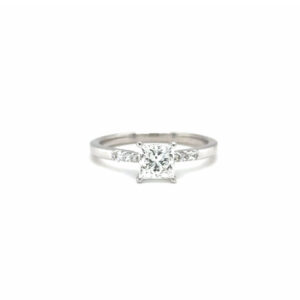 14K White Gold .90ct Princess Cut Engagement Ring