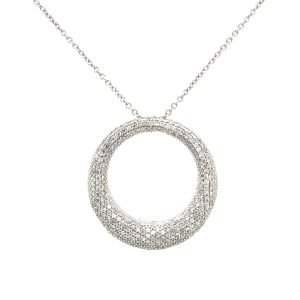 14KWG pave dia circle pendant