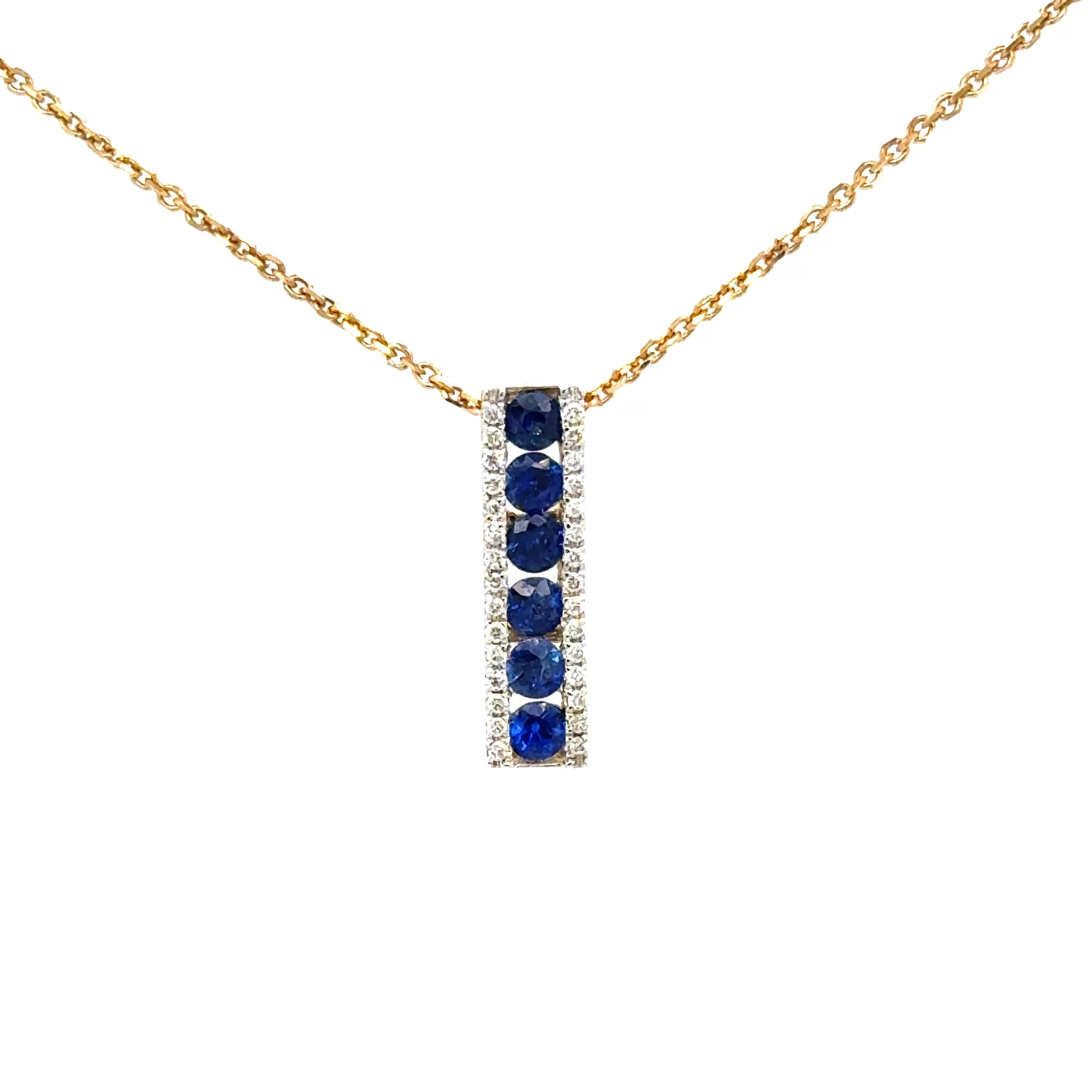 14KYG .51ctw Sapp & .09ctw dia necklace