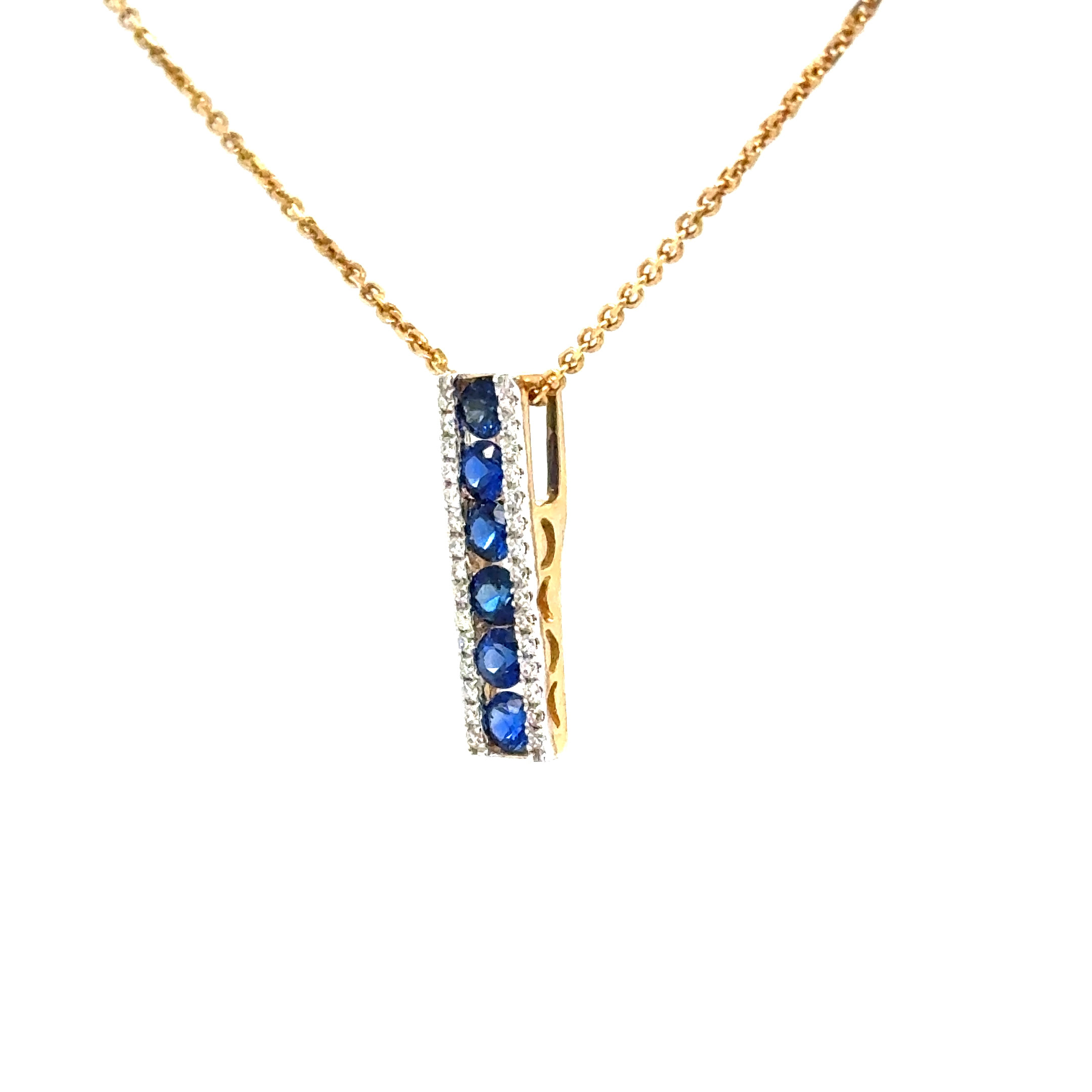 14KYG .51ctw Sapp & .09ctw dia necklace
