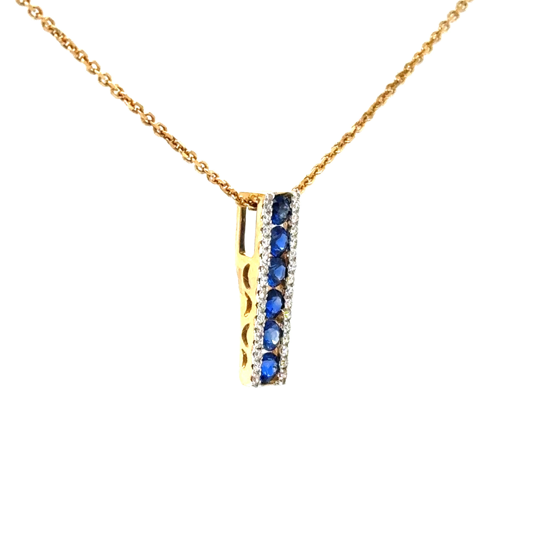 14KYG .51ctw Sapp & .09ctw dia necklace
