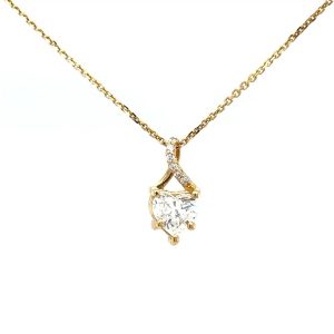 14KYG 1ct J-SI2 Dia heart pendant