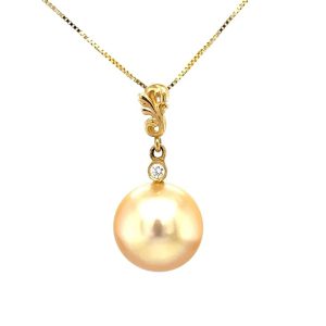 14KYG Golden south sea pearl and dia pend