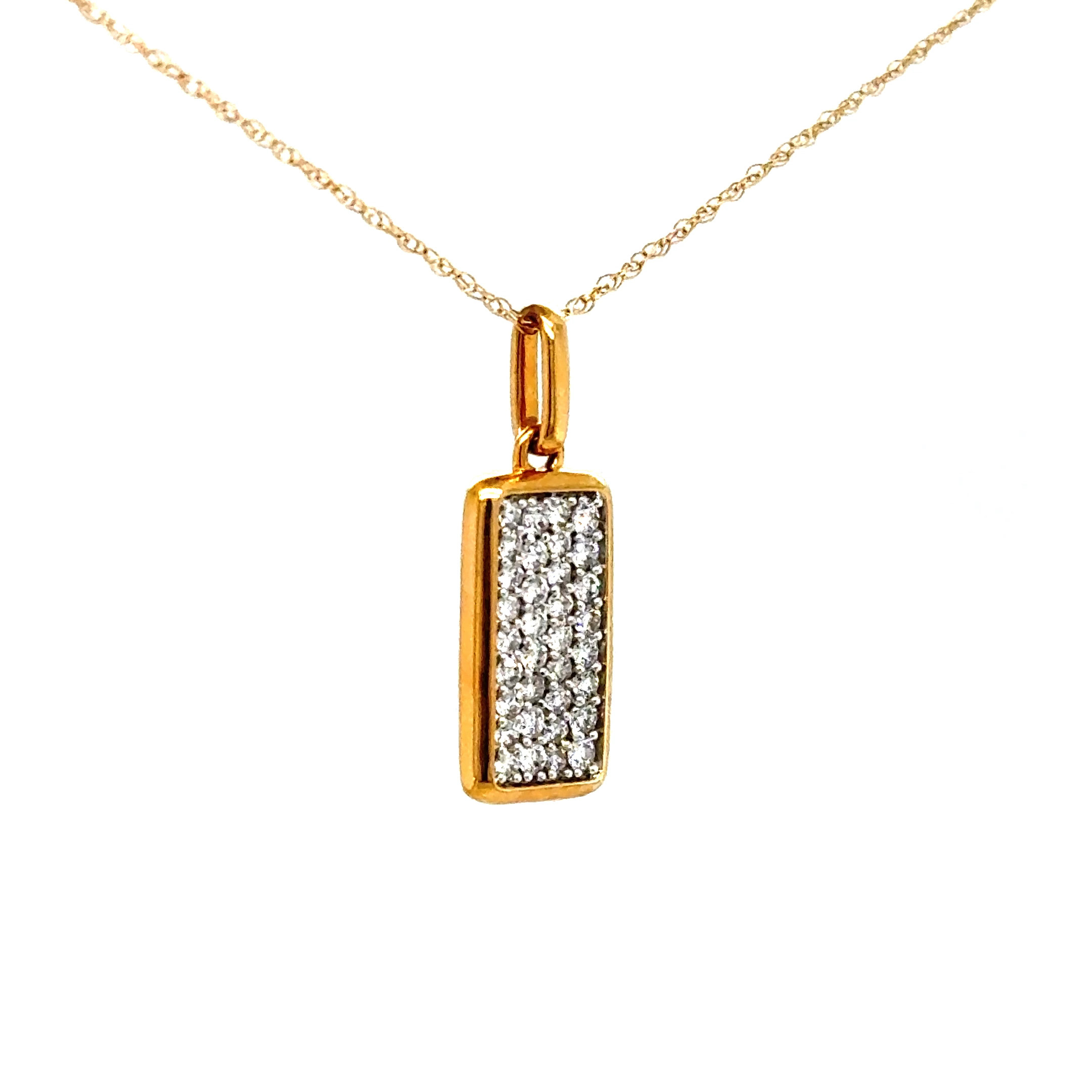 14KYG pave dia rectangle pendant