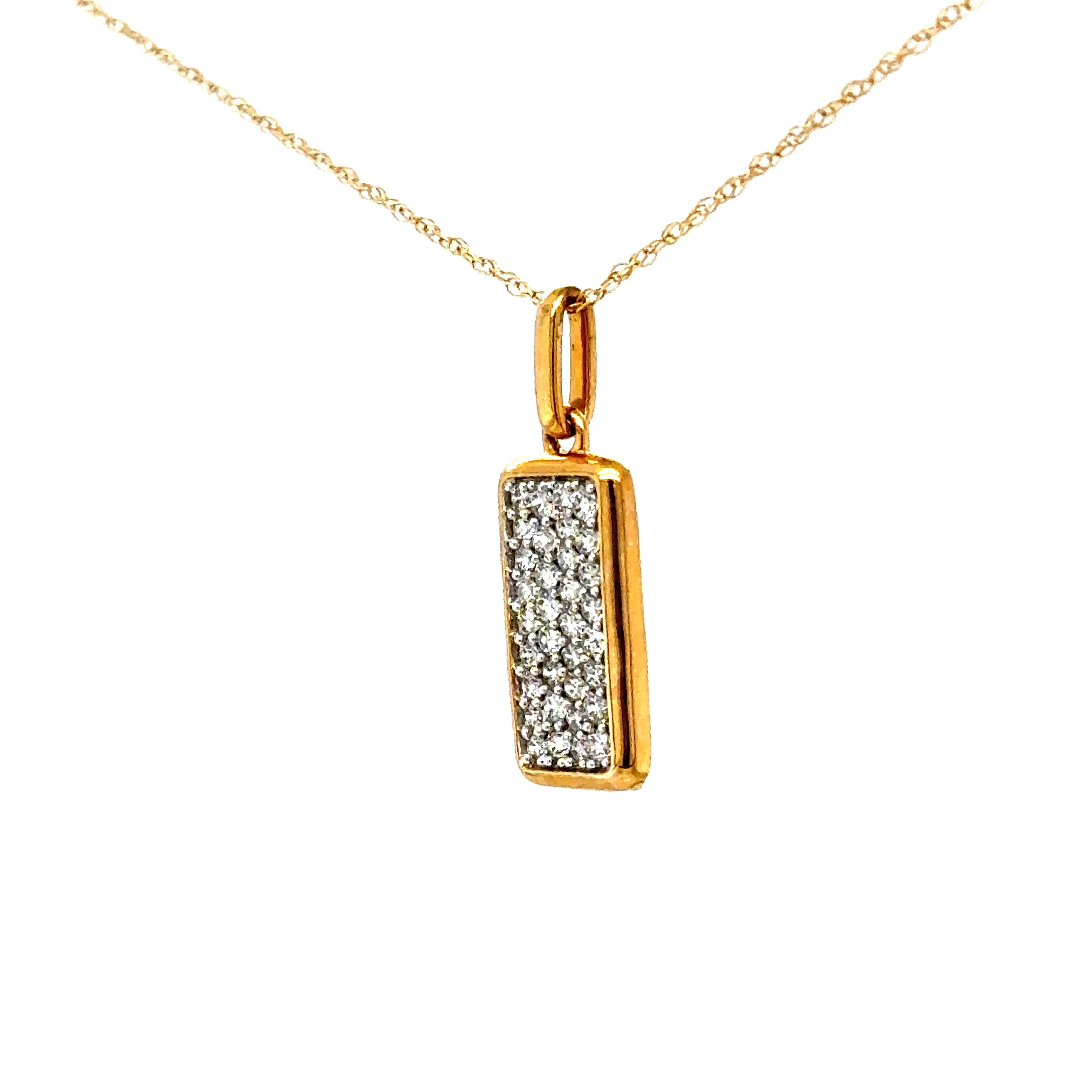 14KYG pave dia rectangle pendant