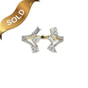 14K Yellow Gold Multi-Shape Diamond Negative Space Ring