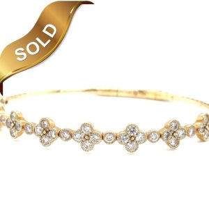 14K Yellow Gold Diamond Clover Flexi Bracelet